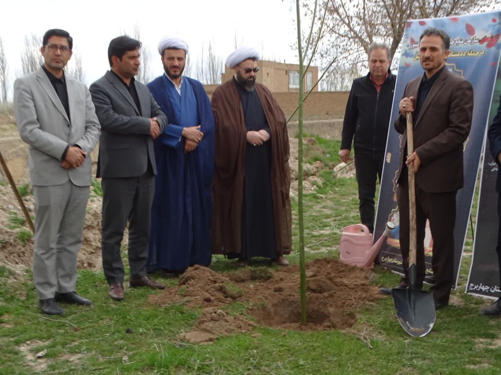 غرس نهال در چهاربرج به یاد دانشآموزان مدرسه شجره طیبه میناب