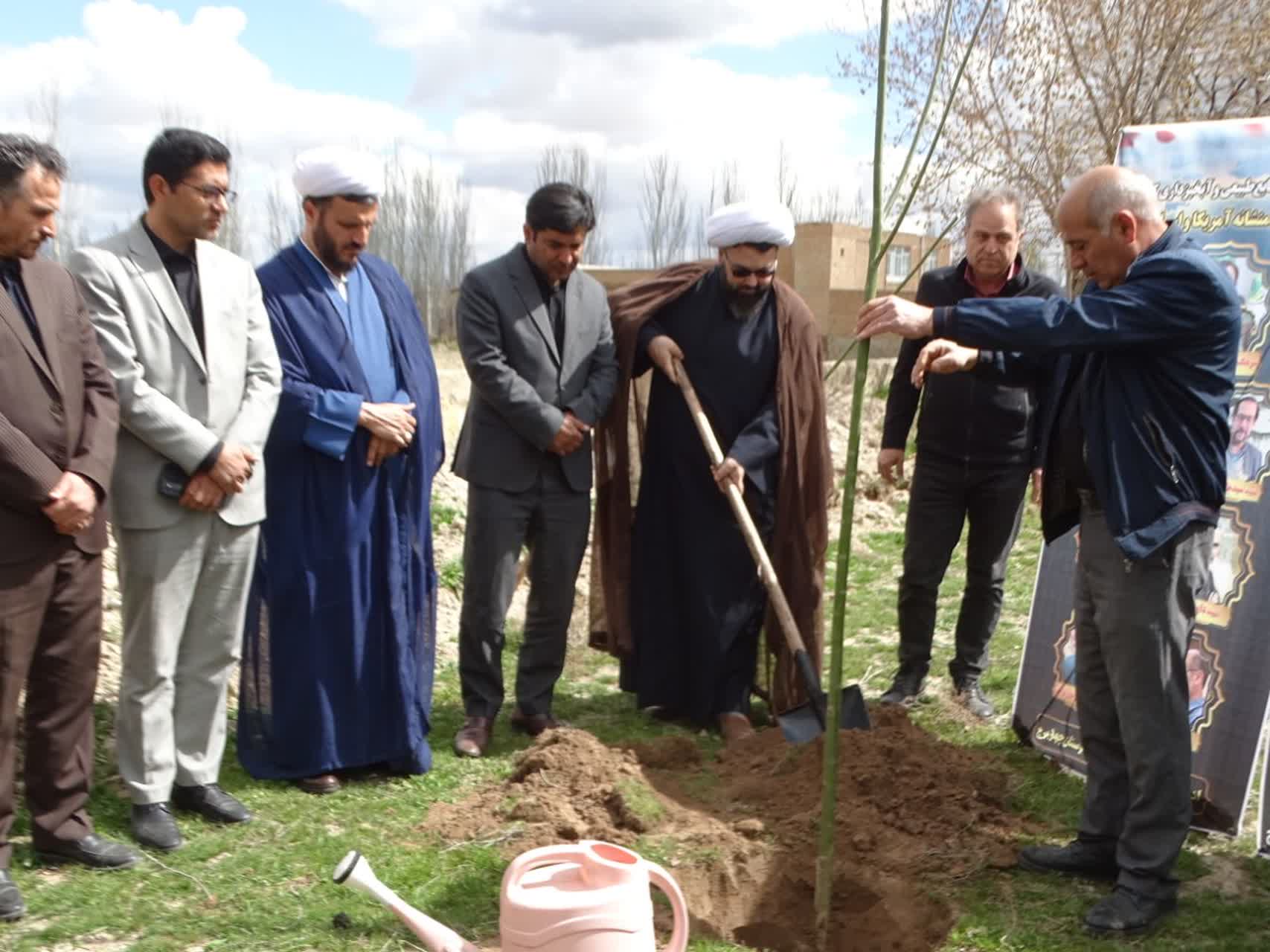 غرس نهال در چهاربرج به یاد دانشآموزان مدرسه شجره طیبه میناب
